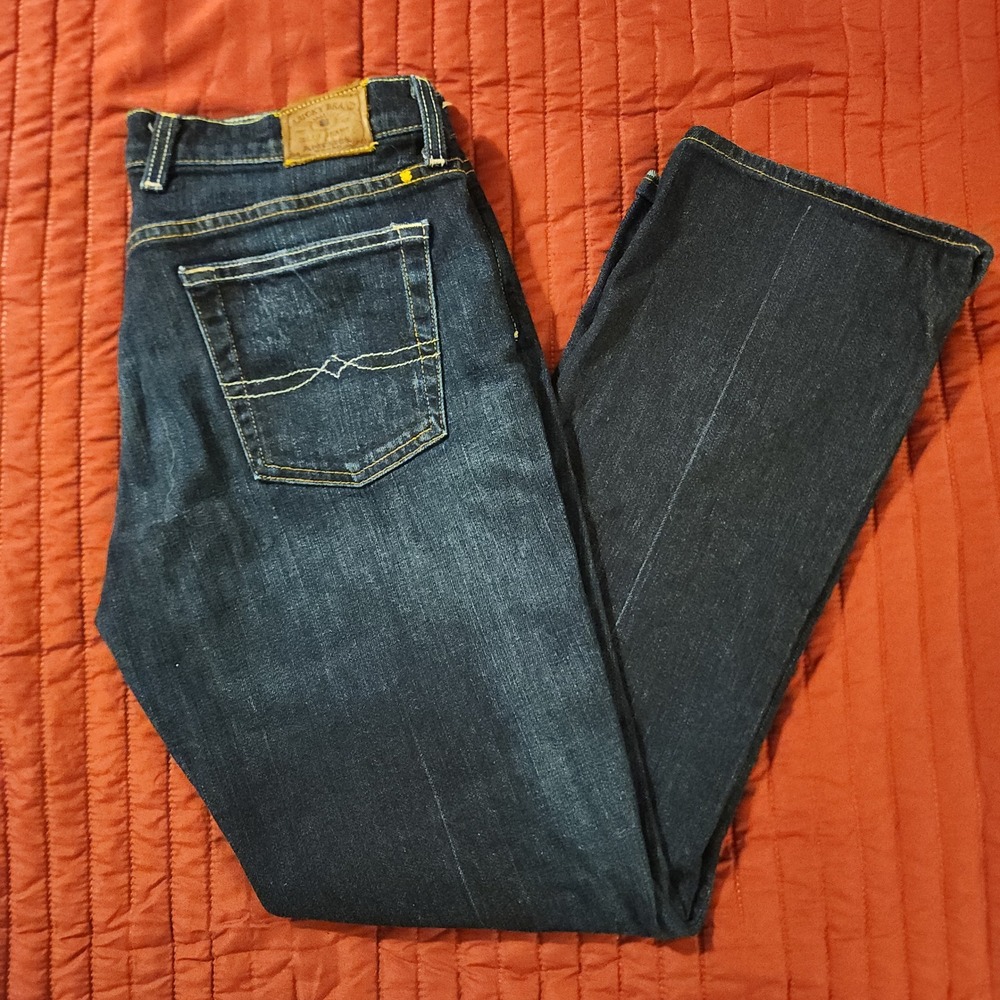 Lucky Brand Classic Rider Jeans Womens 10/30 Made USA Dark Wash Bootcut Y2K